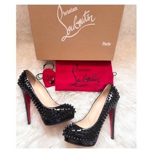 Christian Louboutin Black and Red Spiked Heels